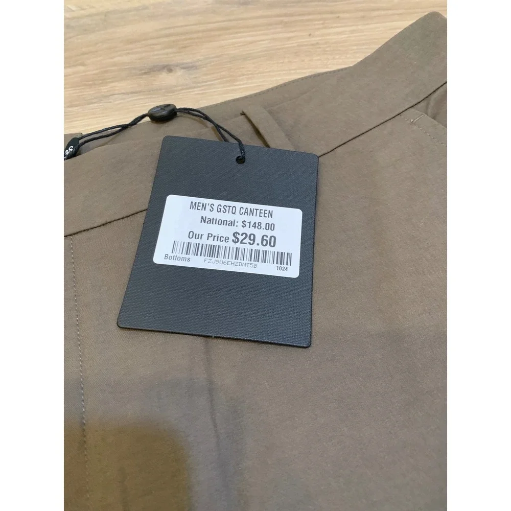 GSTQ Canteen Shorts 38 Cotton Blend Quiet Luxury Minimalist Mens Brown Chino - Picture 4 of 4